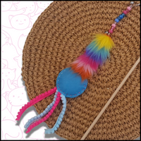 Rainbow Jellyfish Handmade Cat Teaser with Wooden Wand