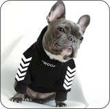 WOOF Cotton Hoodies Black front with Dog Model